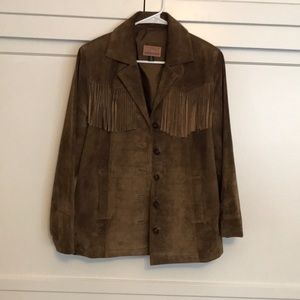 Vintage brown suede jacket with fringe